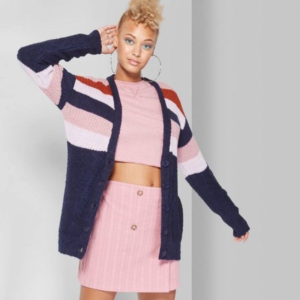 New WILD FABLE Striped Button Front Cardigan [B6] - Picture 7 of 8